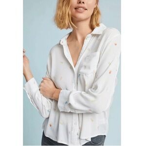 Rails White Button-Up Shirt with Colorful Popsicle Embroidery Size XS
